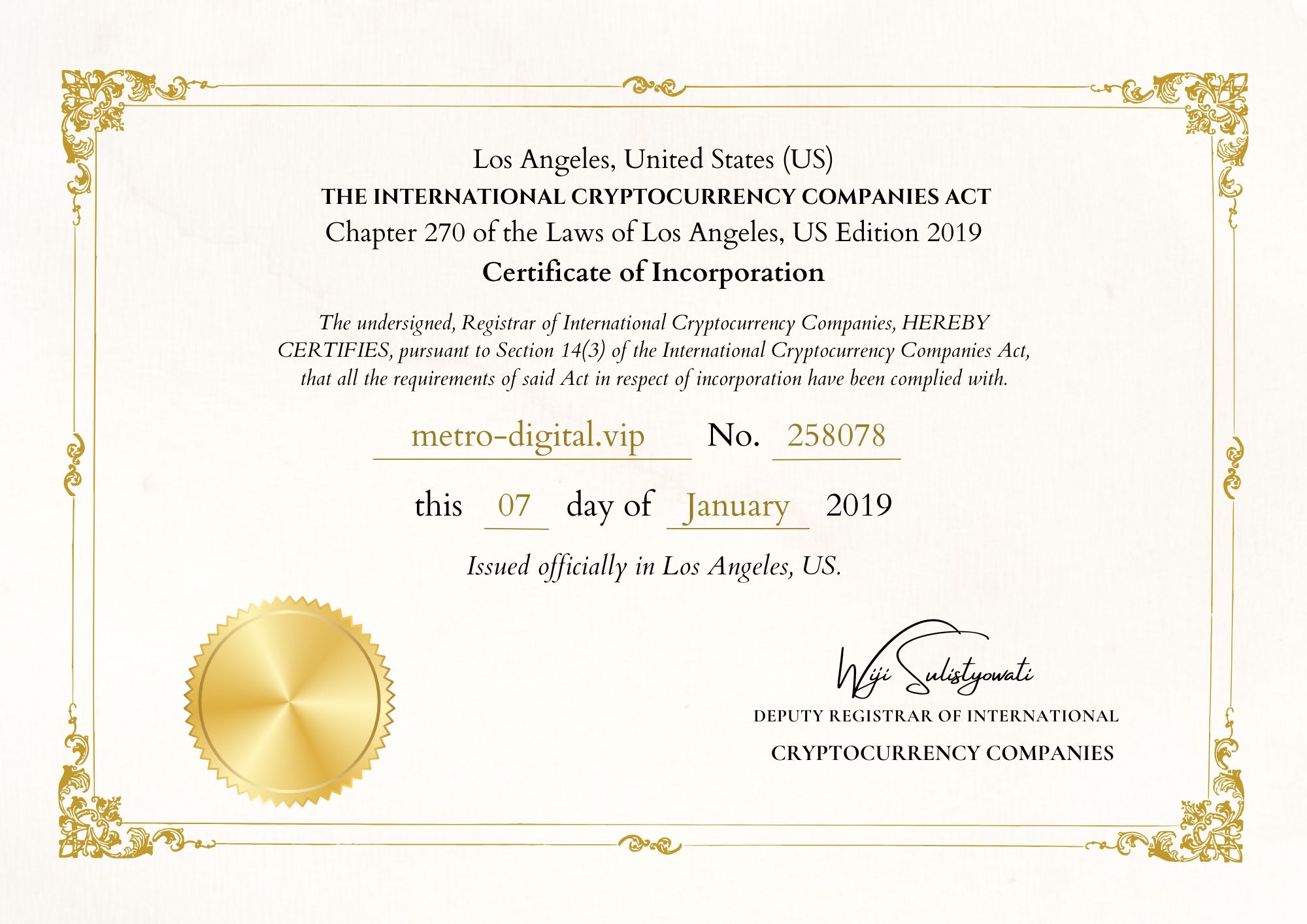 Certificate of Incorporation